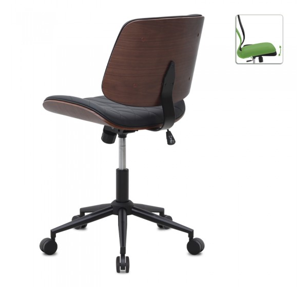 Καρέκλα γραφείου Corina Megapap από τεχνόδερμα χρώμα μαύρο 60x65x82/92εκ.