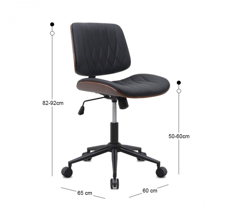 Καρέκλα γραφείου Corina Megapap από τεχνόδερμα χρώμα μαύρο 60x65x82/92εκ.