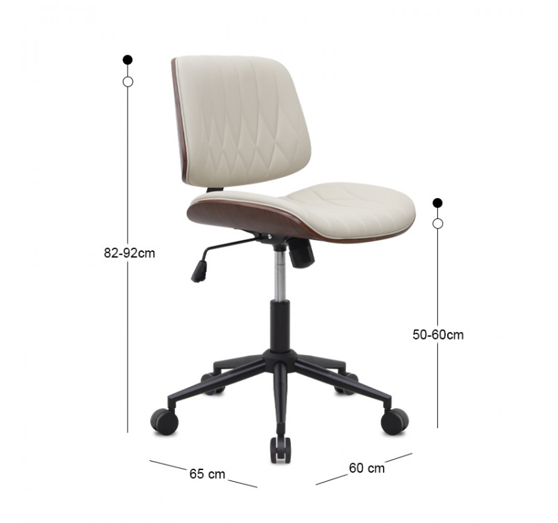 Καρέκλα γραφείου Corina Megapap από τεχνόδερμα χρώμα ανοιχτό μπεζ 60x65x82/92εκ.