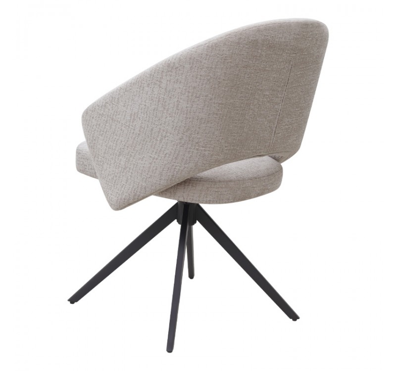 Πολυθρόνα τραπεζαρίας Milano Megapap περιστρεφόμενη χρώμα ανοιχτό μπεζ ύφασμα - μεταλλικό μαύρο πόδι 64x64x83εκ.