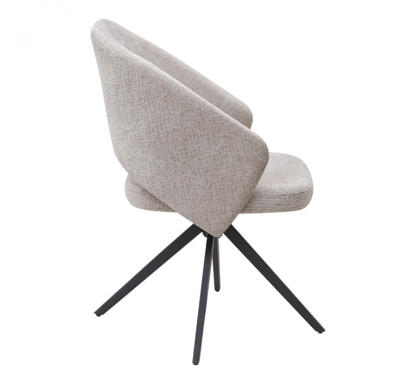 Πολυθρόνα τραπεζαρίας Milano Megapap περιστρεφόμενη χρώμα ανοιχτό μπεζ ύφασμα - μεταλλικό μαύρο πόδι 64x64x83εκ.