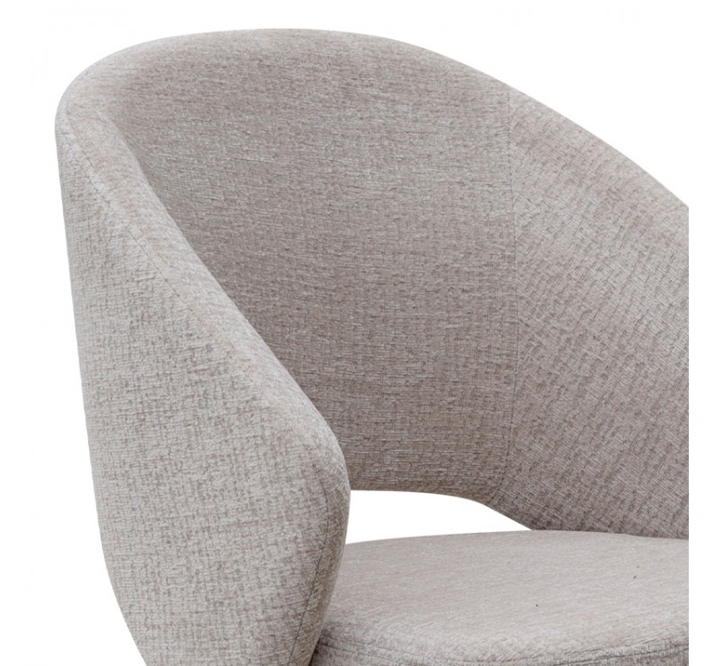 Πολυθρόνα τραπεζαρίας Milano Megapap περιστρεφόμενη χρώμα ανοιχτό μπεζ ύφασμα - μεταλλικό μαύρο πόδι 64x64x83εκ.