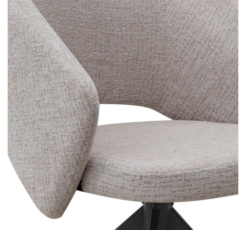 Πολυθρόνα τραπεζαρίας Milano Megapap περιστρεφόμενη χρώμα ανοιχτό μπεζ ύφασμα - μεταλλικό μαύρο πόδι 64x64x83εκ.