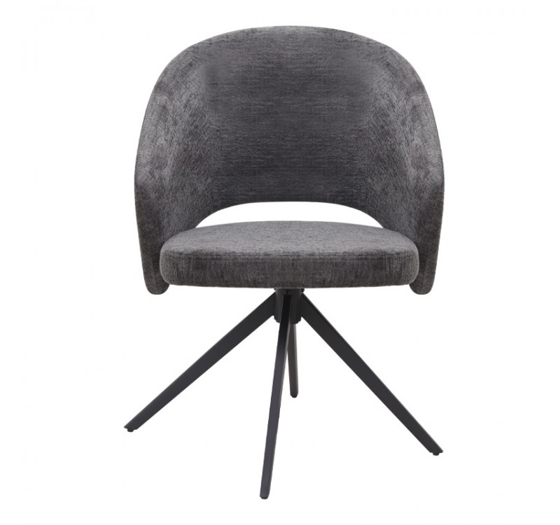 Πολυθρόνα τραπεζαρίας Milano Megapap περιστρεφόμενη χρώμα ανθρακί ύφασμα - μεταλλικό μαύρο πόδι 64x64x83εκ.