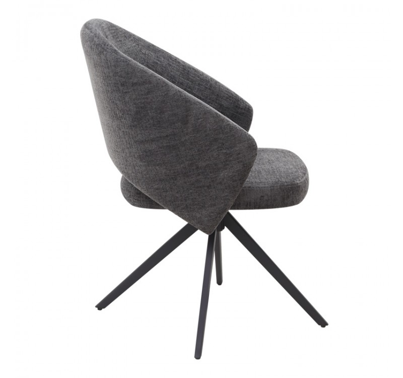 Πολυθρόνα τραπεζαρίας Milano Megapap περιστρεφόμενη χρώμα ανθρακί ύφασμα - μεταλλικό μαύρο πόδι 64x64x83εκ.