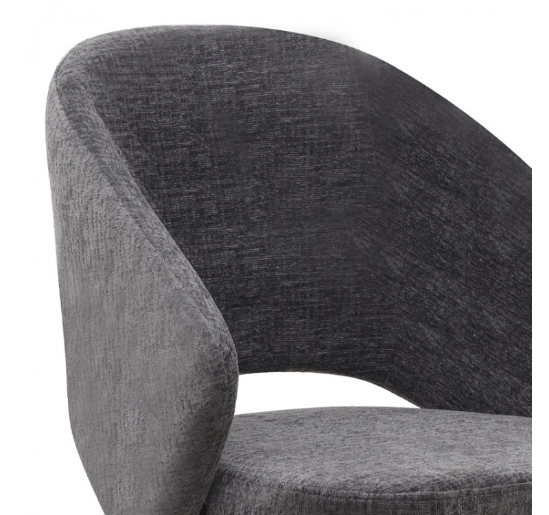 Πολυθρόνα τραπεζαρίας Milano Megapap περιστρεφόμενη χρώμα ανθρακί ύφασμα - μεταλλικό μαύρο πόδι 64x64x83εκ.