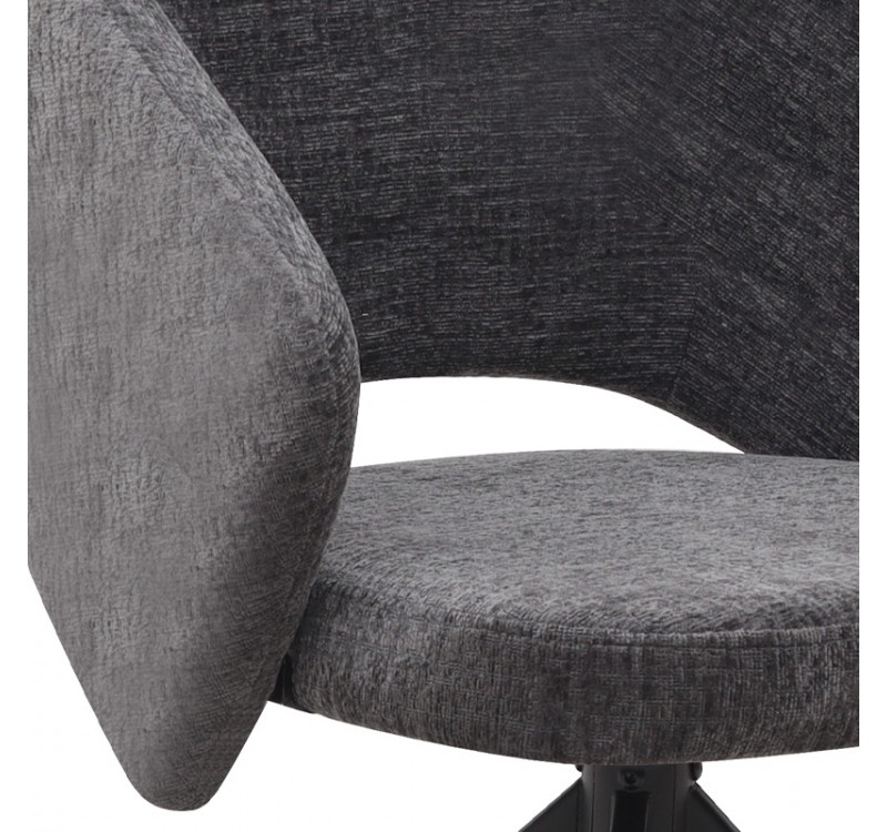 Πολυθρόνα τραπεζαρίας Milano Megapap περιστρεφόμενη χρώμα ανθρακί ύφασμα - μεταλλικό μαύρο πόδι 64x64x83εκ.