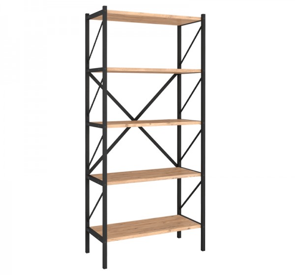 Βιβλιοθήκη Jocasta Megapap μεταλλική - μελαμίνης χρώμα pine oak 66x34x160εκ.