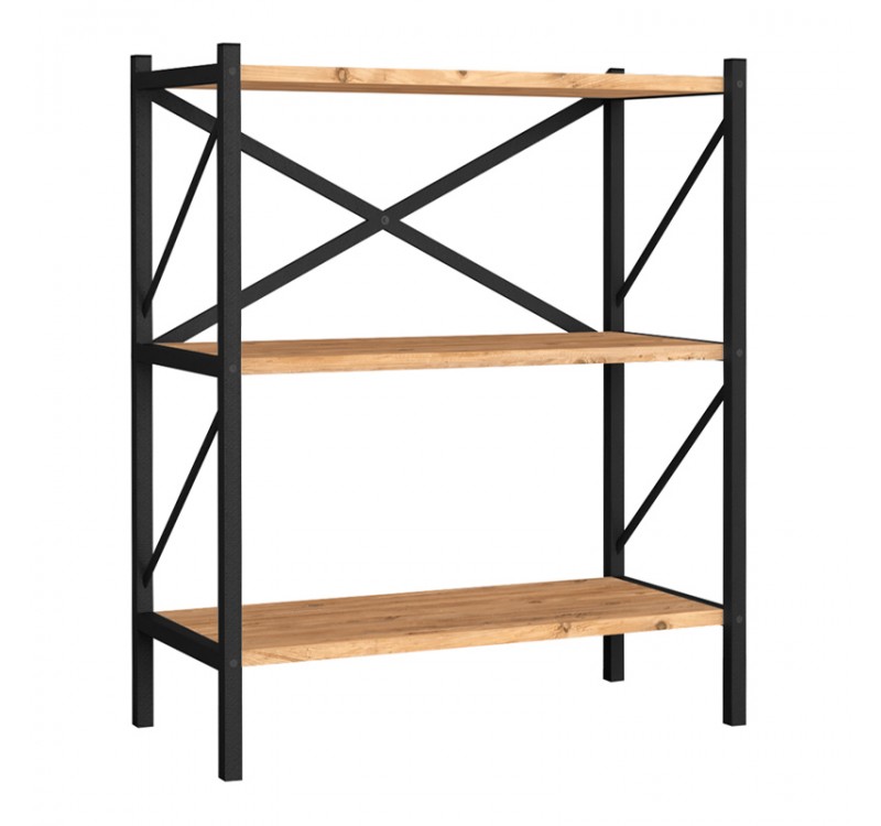 Βιβλιοθήκη Jocasta Megapap μεταλλική - μελαμίνης χρώμα pine oak 66x34x85εκ.