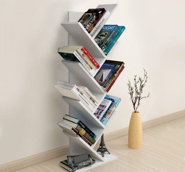 Βιβλιοθήκη Milton Megapap χρώμα λευκό 44x22x121εκ.