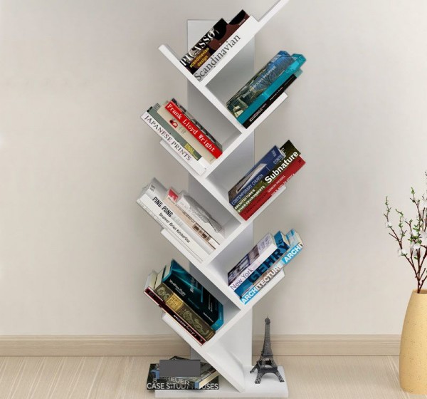 Βιβλιοθήκη Milton Megapap χρώμα λευκό 44x22x121εκ.