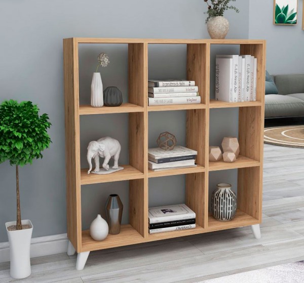 Βιβλιοθήκη Saul Megapap χρώμα pine oak 88,2x20x88,2εκ.