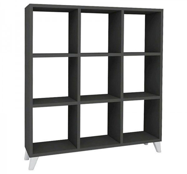 Βιβλιοθήκη Saul Megapap χρώμα ανθρακί 88,2x20x88,2εκ.