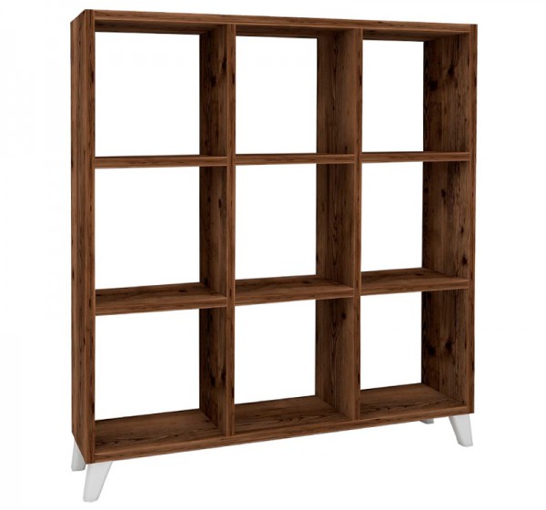 Βιβλιοθήκη Saul Megapap χρώμα καπνιστή καρυδιά 88,2x20x88,2εκ.