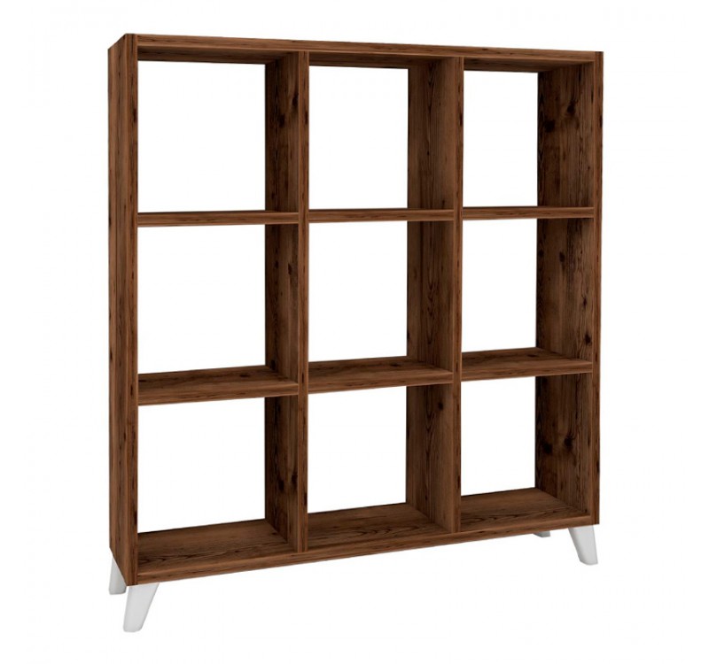 Βιβλιοθήκη Saul Megapap χρώμα καπνιστή καρυδιά 88,2x20x88,2εκ.