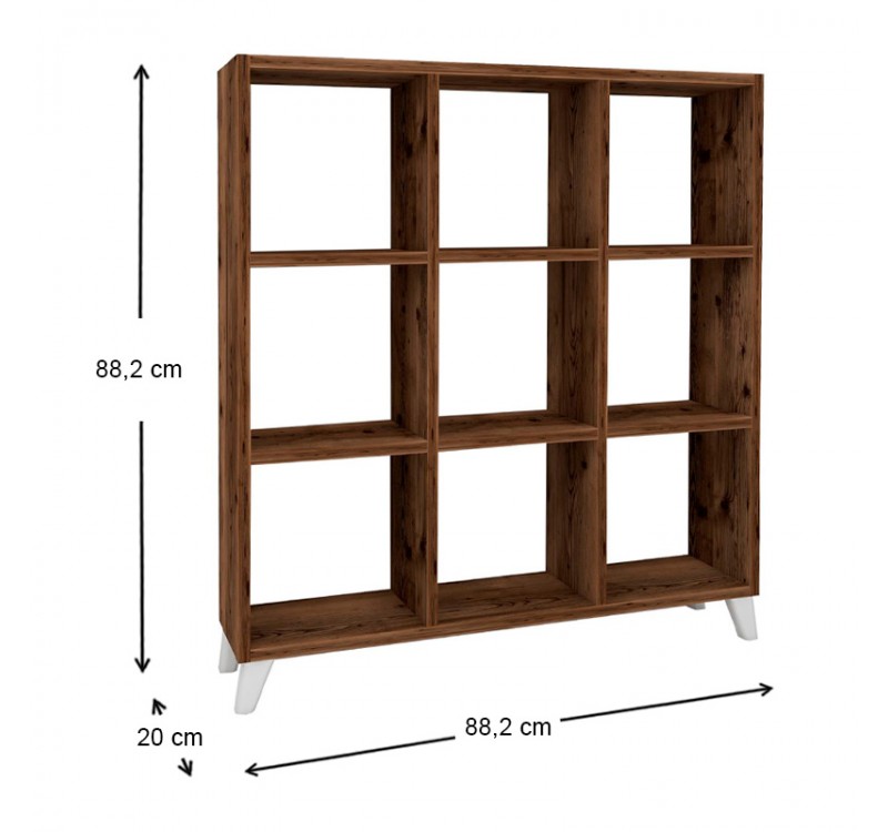 Βιβλιοθήκη Saul Megapap χρώμα καπνιστή καρυδιά 88,2x20x88,2εκ.
