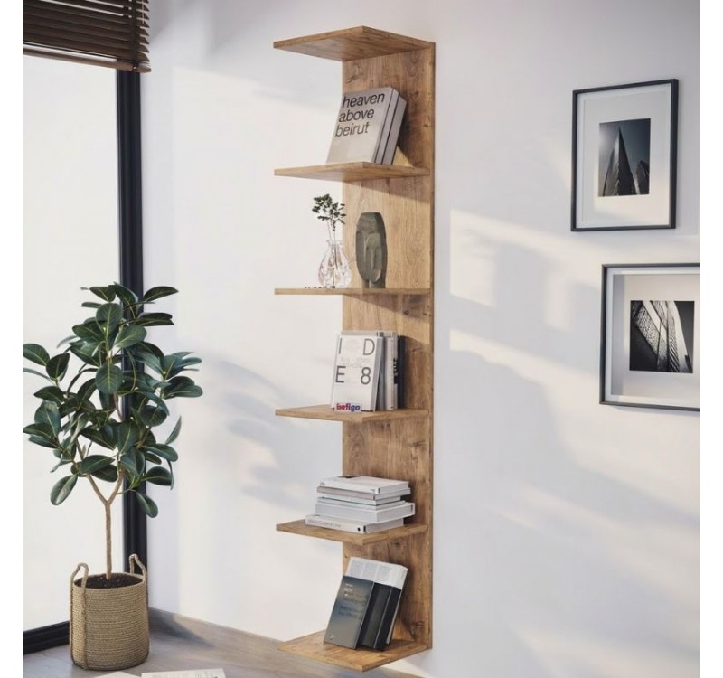 Βιβλιοθήκη - Ραφιέρα τοίχου Ogden Megapap χρώμα pine oak 34,5x30x180εκ.