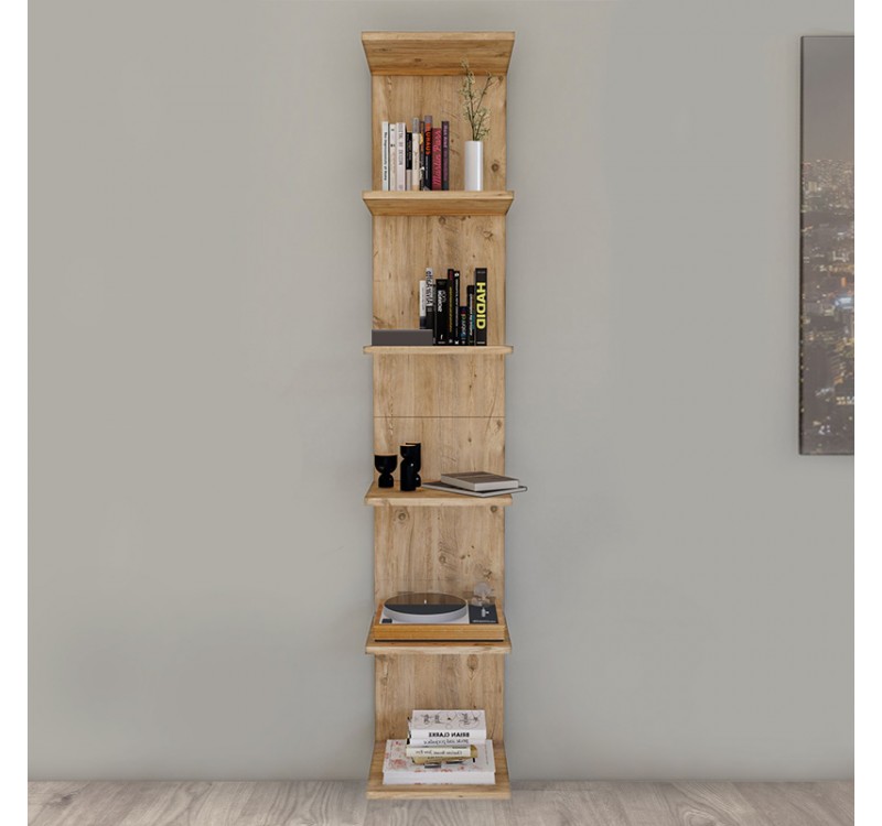 Βιβλιοθήκη - Ραφιέρα τοίχου Ogden Megapap χρώμα pine oak 34,5x30x180εκ.