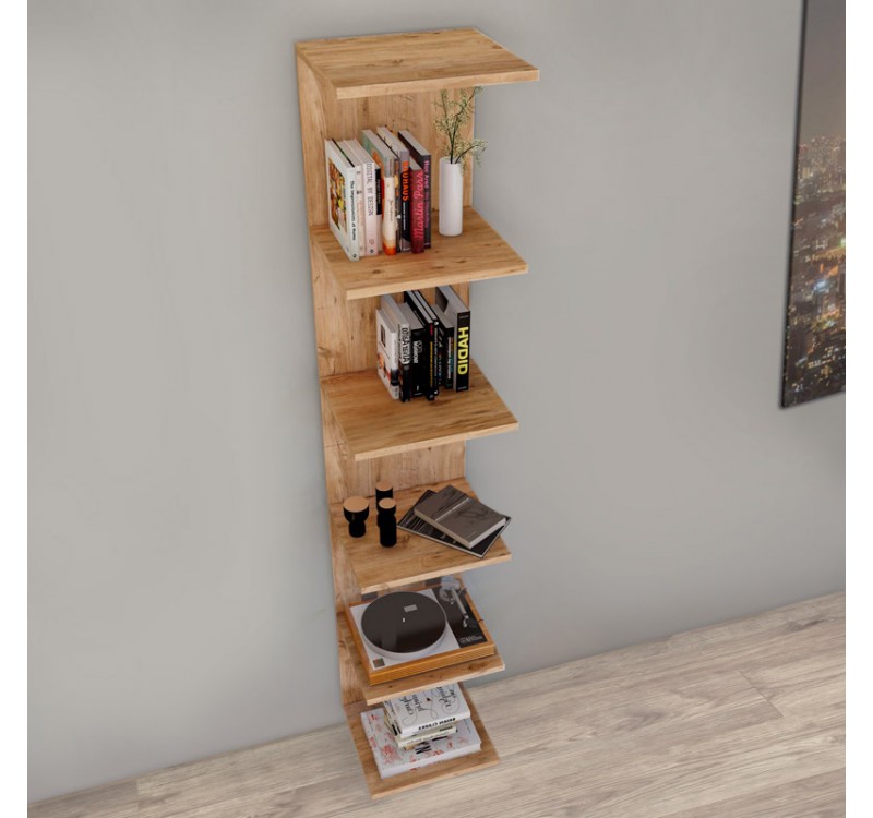 Βιβλιοθήκη - Ραφιέρα τοίχου Ogden Megapap χρώμα pine oak 34,5x30x180εκ.