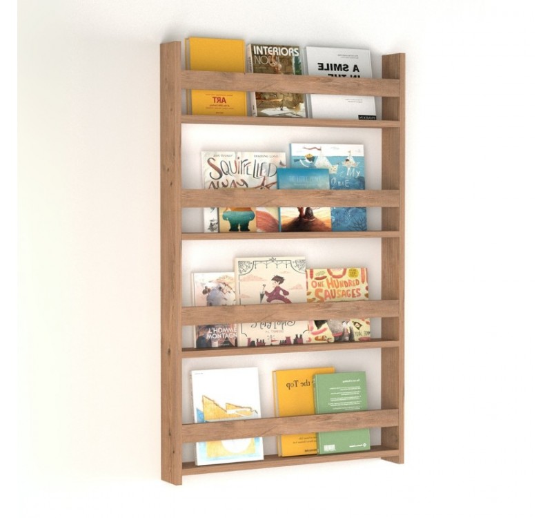 Επιτοίχια βιβλιοθήκη - ραφιέρα Montessori Megapap χρώμα pine oak 74x10x120εκ.
