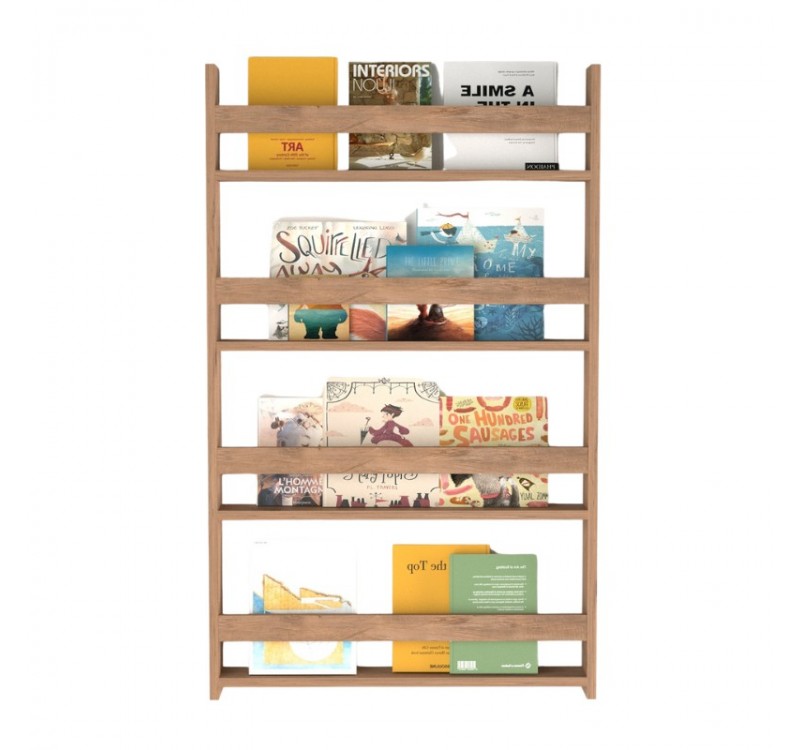 Επιτοίχια βιβλιοθήκη - ραφιέρα Montessori Megapap χρώμα pine oak 74x10x120εκ.