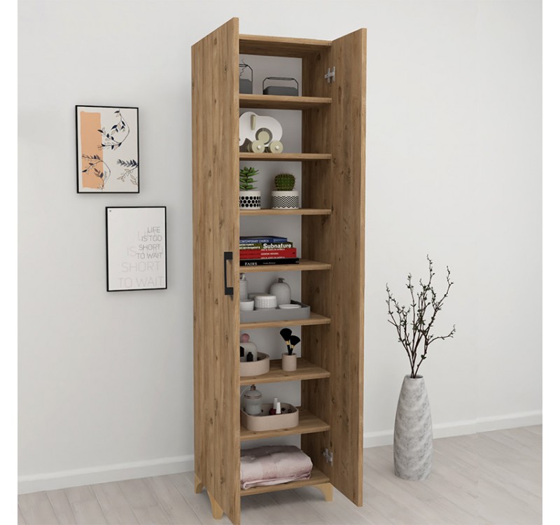 Ντουλάπα - Παπουτσοθήκη Lilly Megapap χρώμα pine oak 49x32x178εκ.