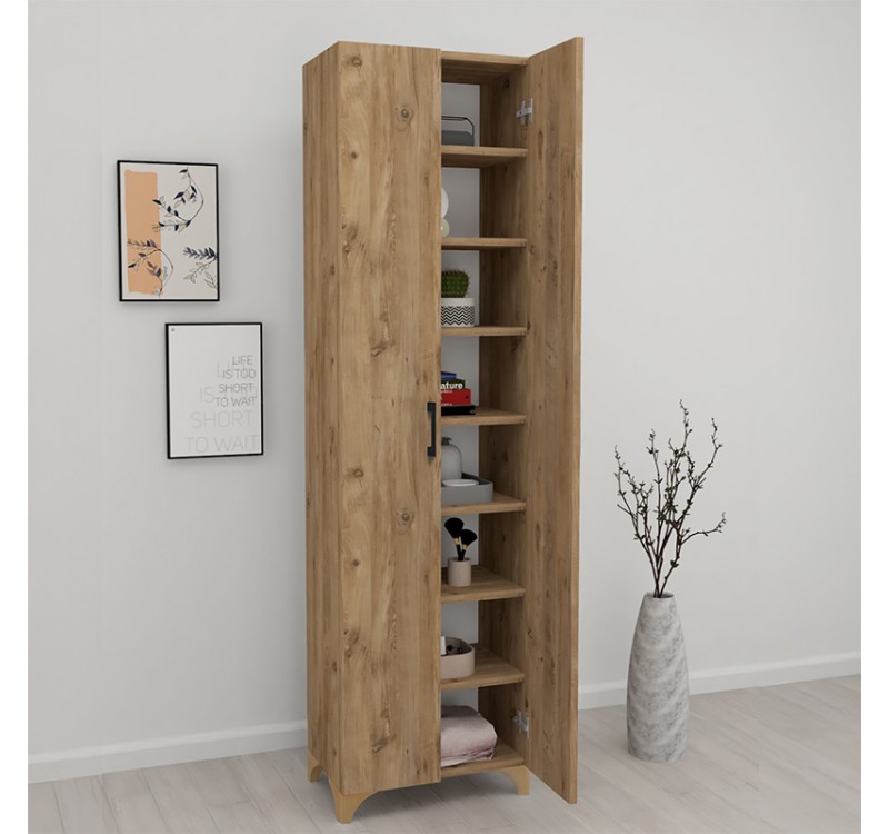 Ντουλάπα - Παπουτσοθήκη Lilly Megapap χρώμα pine oak 49x32x178εκ.