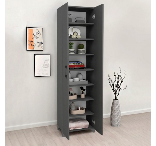 Ντουλάπα - Παπουτσοθήκη Lilly Megapap χρώμα ανθρακί 49x32x178εκ.