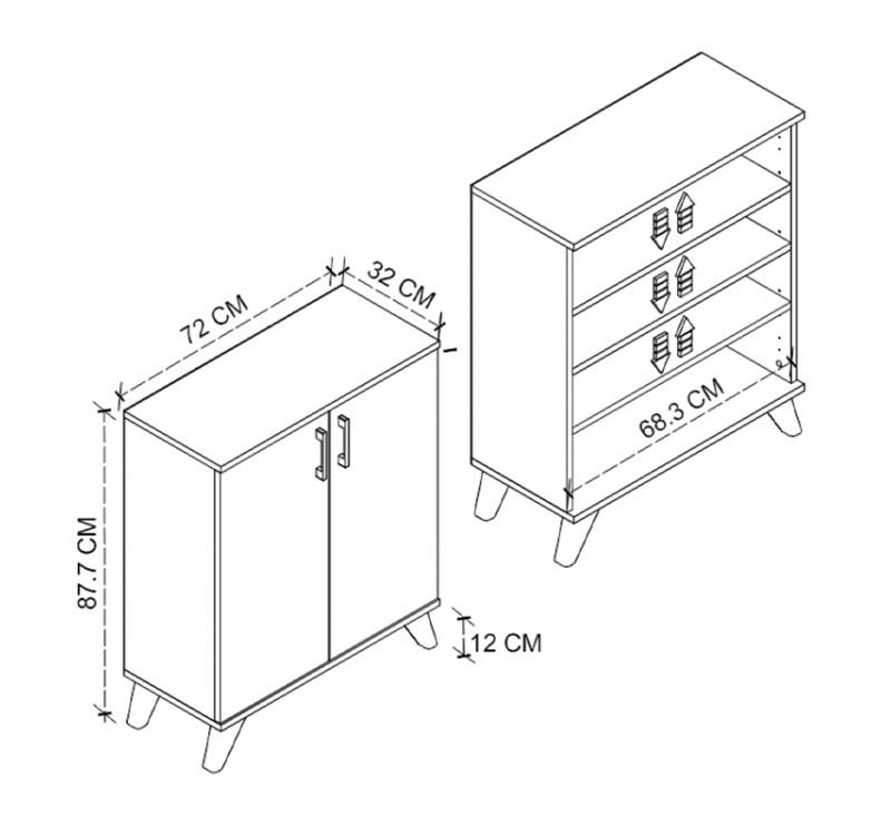 Ντουλάπι κουζίνας/μπάνιου - Παπουτσοθήκη Lilly Megapap χρώμα pine oak 72x32,5x88εκ.