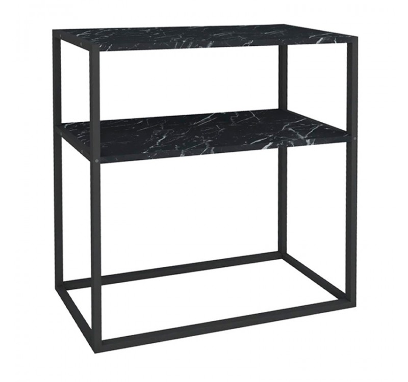 Κονσόλα Castel Megapap μεταλλική - μελαμίνης χρώμα μαύρο εφέ μαρμάρου 90x33,5x90εκ.