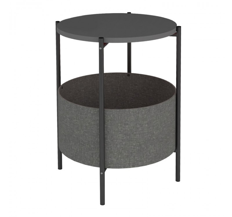 Τραπεζάκι βοηθητικό Kalid Megapap μελαμίνης - υφασμάτινο χρώμα ανθρακί - γκρι 43x43x60εκ.