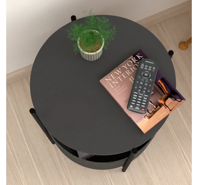 Τραπεζάκι βοηθητικό Kalid Megapap μελαμίνης - υφασμάτινο χρώμα ανθρακί - γκρι 43x43x60εκ.