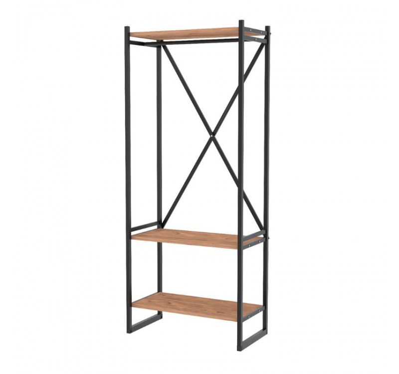 Έπιπλο εισόδου - Κρεμάστρα Zula Megapap μεταλλική - μελαμίνης χρώμα μαύρο - pine oak 66x30x160εκ.