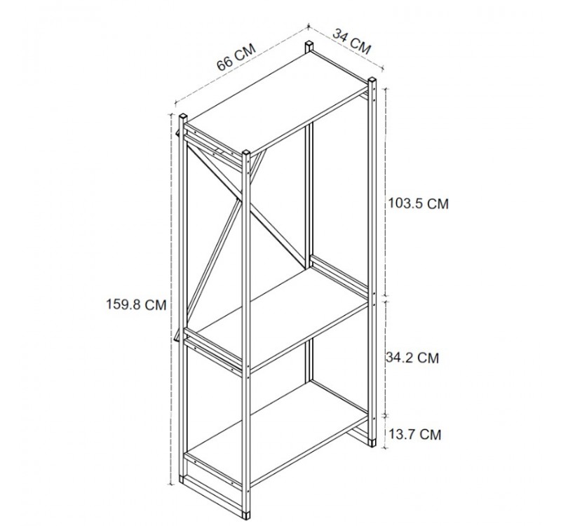 Έπιπλο εισόδου - Κρεμάστρα Zula Megapap μεταλλική - μελαμίνης χρώμα μαύρο - pine oak 66x30x160εκ.
