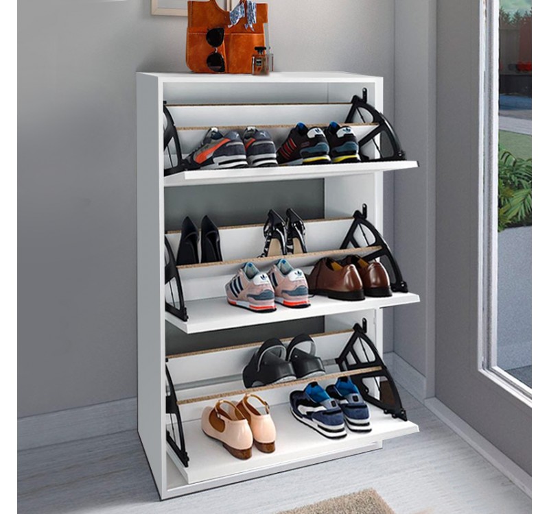 Παπουτσοθήκη Nave Megapap 18 ζευγών χρώμα λευκό 73,6x24x110εκ.