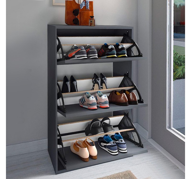 Παπουτσοθήκη Nave Megapap 18 ζευγών χρώμα ανθρακί 73,6x24x110εκ.