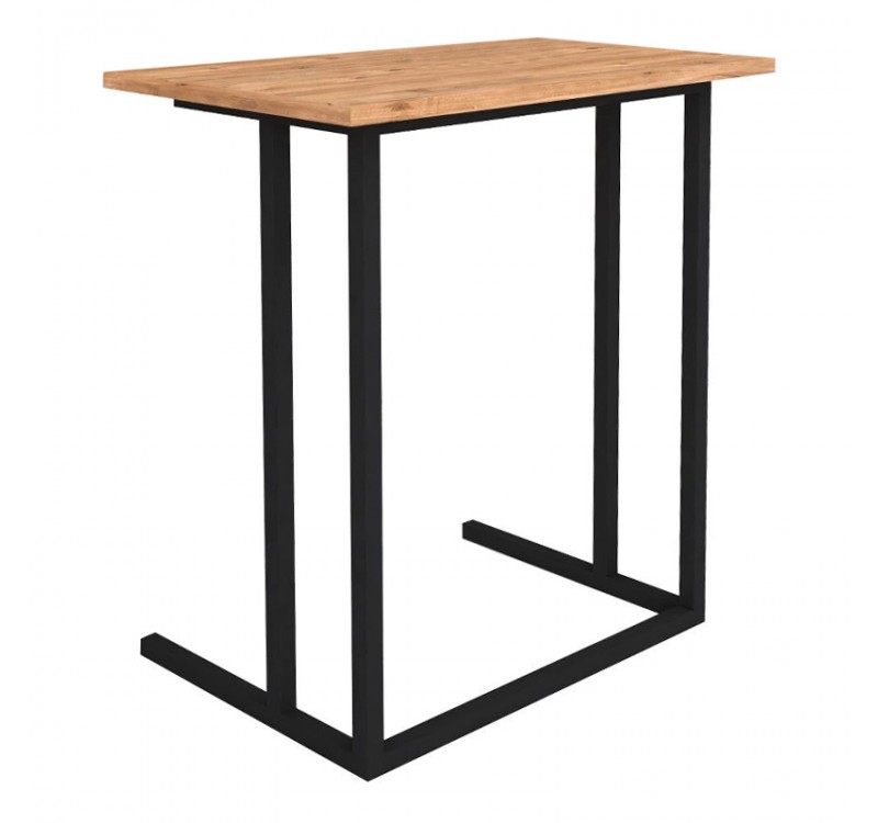 Τραπεζάκι βοηθητικό Jango Megapap μεταλλικό - μελαμίνης χρώμα μαύρο - pine oak 60x35,5x65,5εκ.