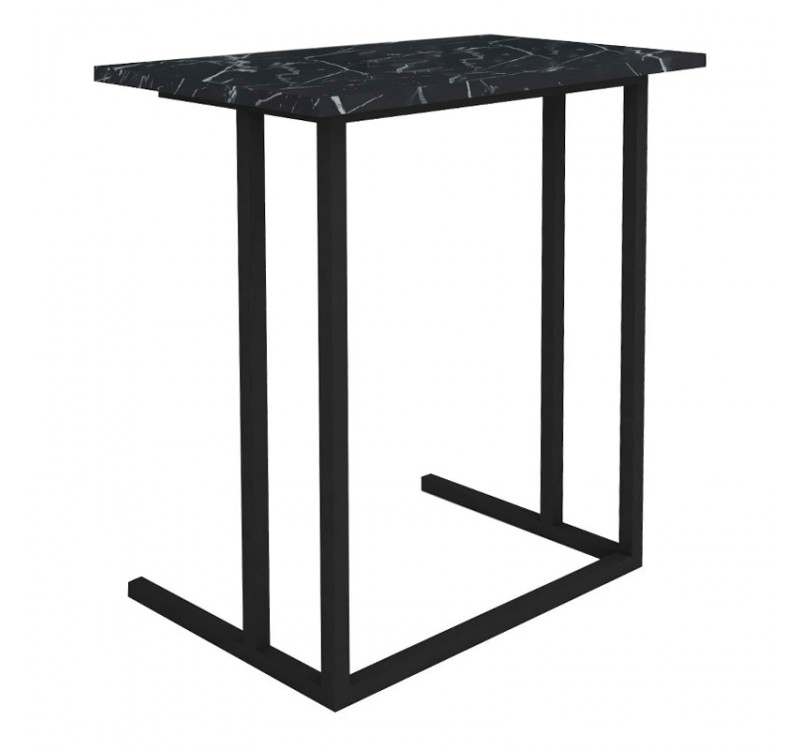 Τραπεζάκι βοηθητικό Jango Megapap μεταλλικό - μελαμίνης χρώμα μαύρο εφέ μαρμάρου 60x35,5x65,5εκ.