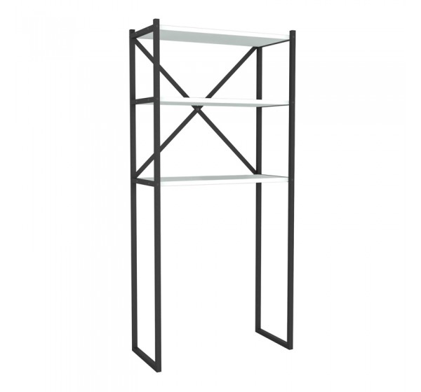 Έπιπλο πλυντηρίου Mindy Megapap μεταλλικό - μελαμίνης χρώμα μαύρο - λευκό 66x34x160εκ.