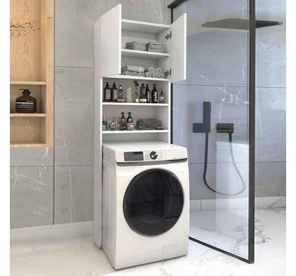 Έπιπλο πλυντηρίου Ramsey Megapap χρώμα λευκό 65x27x190,6εκ.