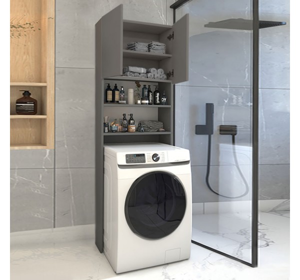 Έπιπλο πλυντηρίου Ramsey Megapap χρώμα ανθρακί 65x27x190,6εκ.