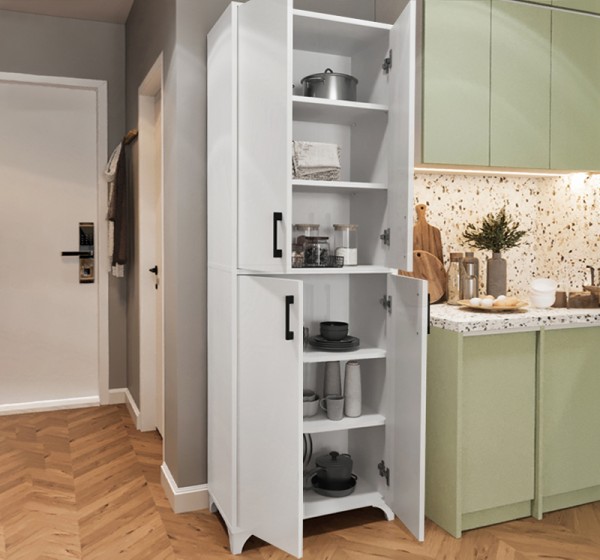 Ντουλάπα κουζίνας/μπάνιου Charlie Megapap χρώμα λευκό 62,6x35,8x186εκ.