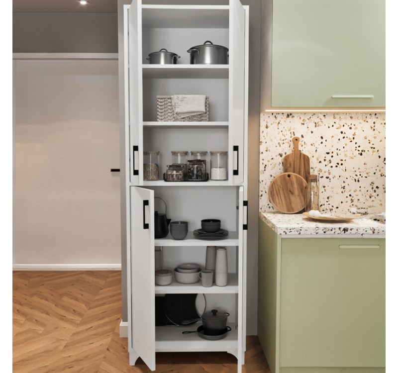 Ντουλάπα κουζίνας/μπάνιου Charlie Megapap χρώμα λευκό 62,6x35,8x186εκ.