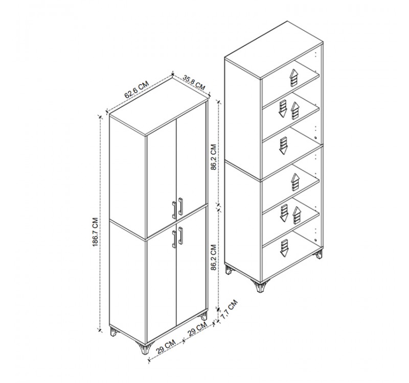 Ντουλάπα κουζίνας/μπάνιου Charlie Megapap χρώμα λευκό 62,6x35,8x186εκ.