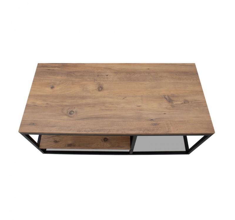 Τραπεζάκι σαλονιού Kane Megapap μεταλλικό - μελαμίνης χρώμα pine oak 106x50x42εκ.