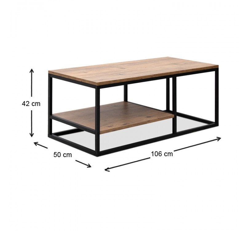 Τραπεζάκι σαλονιού Kane Megapap μεταλλικό - μελαμίνης χρώμα pine oak 106x50x42εκ.