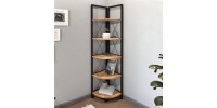 Βιβλιοθήκη γωνιακή Kelsie Megapap χρώμα μαύρο - pine oak 33x33x162εκ.