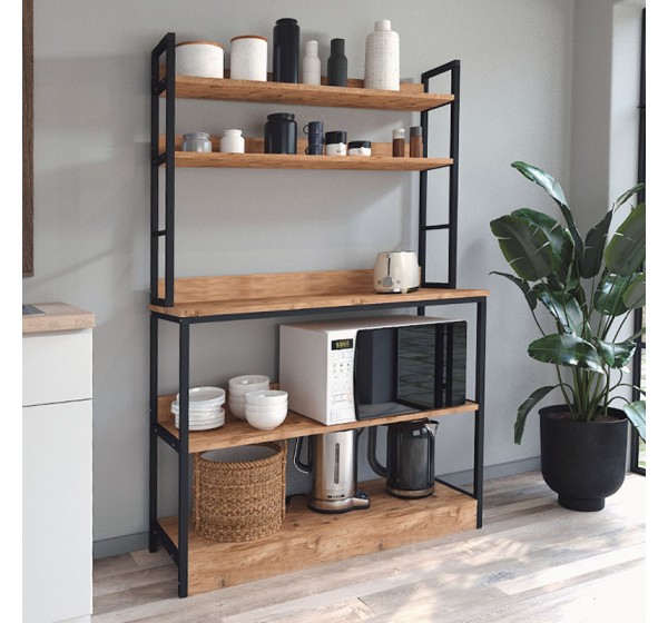Έπιπλο κουζίνας Foyer Megapap χρώμα μαύρο - pine oak 101x36x160,7εκ.