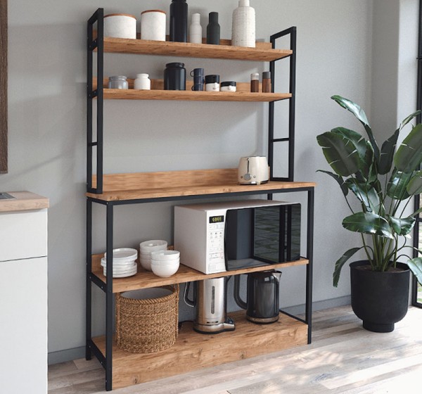 Έπιπλο κουζίνας Foyer Megapap χρώμα μαύρο - pine oak 101x36x160,7εκ.