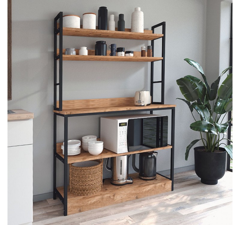 Έπιπλο κουζίνας Foyer Megapap χρώμα μαύρο - pine oak 101x36x160,7εκ.